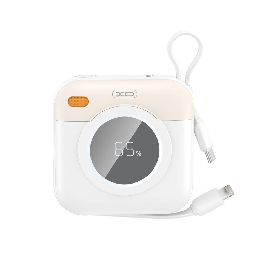 Power Bank 10000 mAh, XO, PR258, 20W, вградени кабели: Lightning +Type-C /бежов/