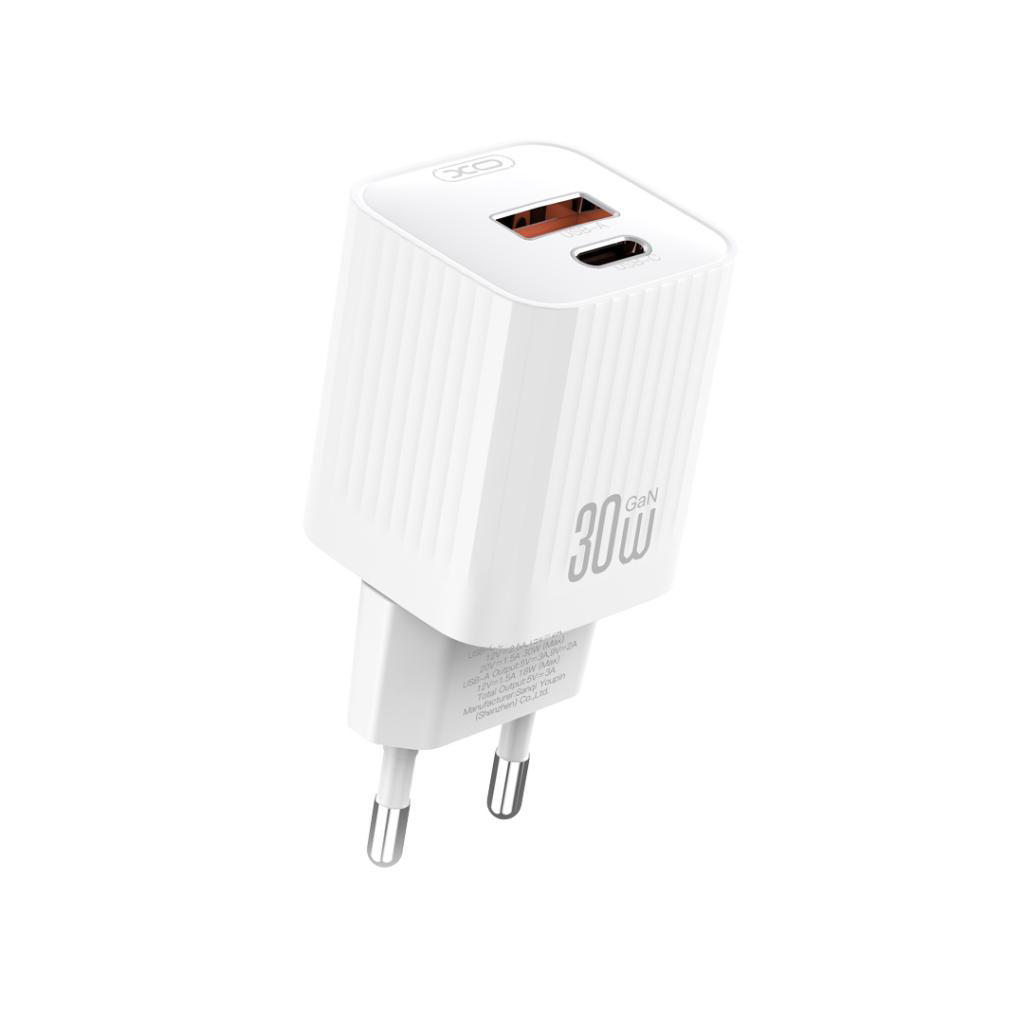 XO 220V 30W, USB-C + USB-A, бял - L149