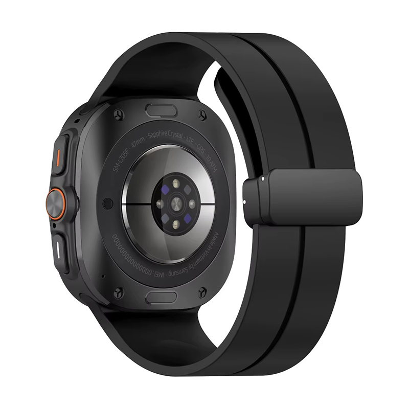Силиконова каишка Silicone Magnet Black Buckle за Samsung Watch Ultra, 47мм /черна/