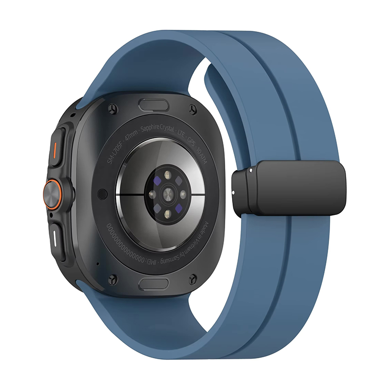 Силиконова каишка Silicone Magnet Black Buckle за Samsung Watch Ultra, 47мм /синя/