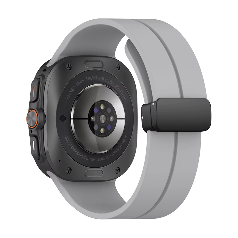 Силиконова каишка Silicone Magnet Black Buckle за Samsung Watch Ultra, 47мм /сива/