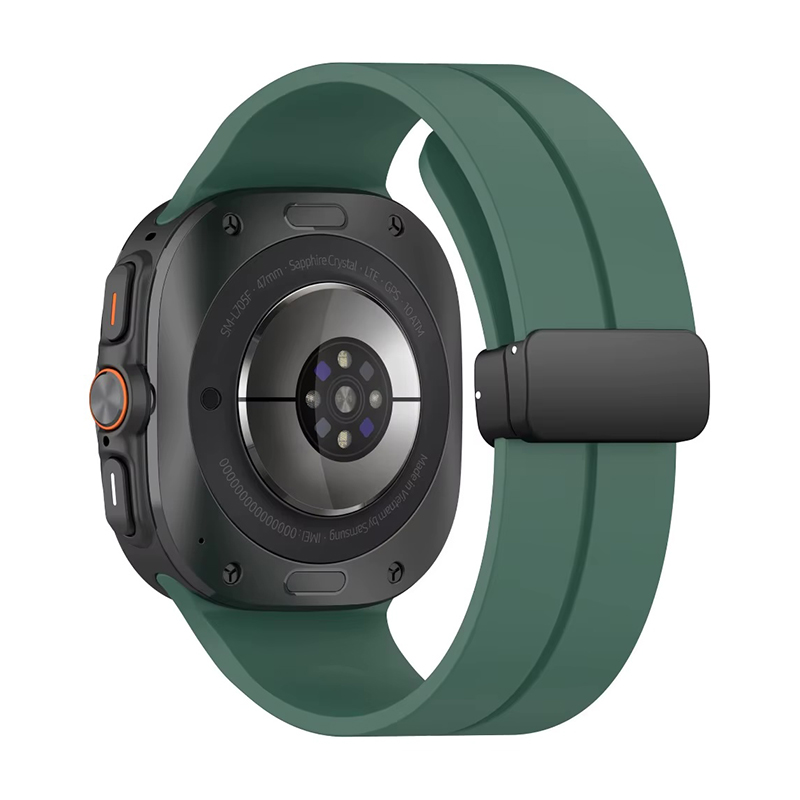 Силиконова каишка Silicone Magnet Black Buckle за Samsung Watch Ultra, 47мм /тъмнозелена/