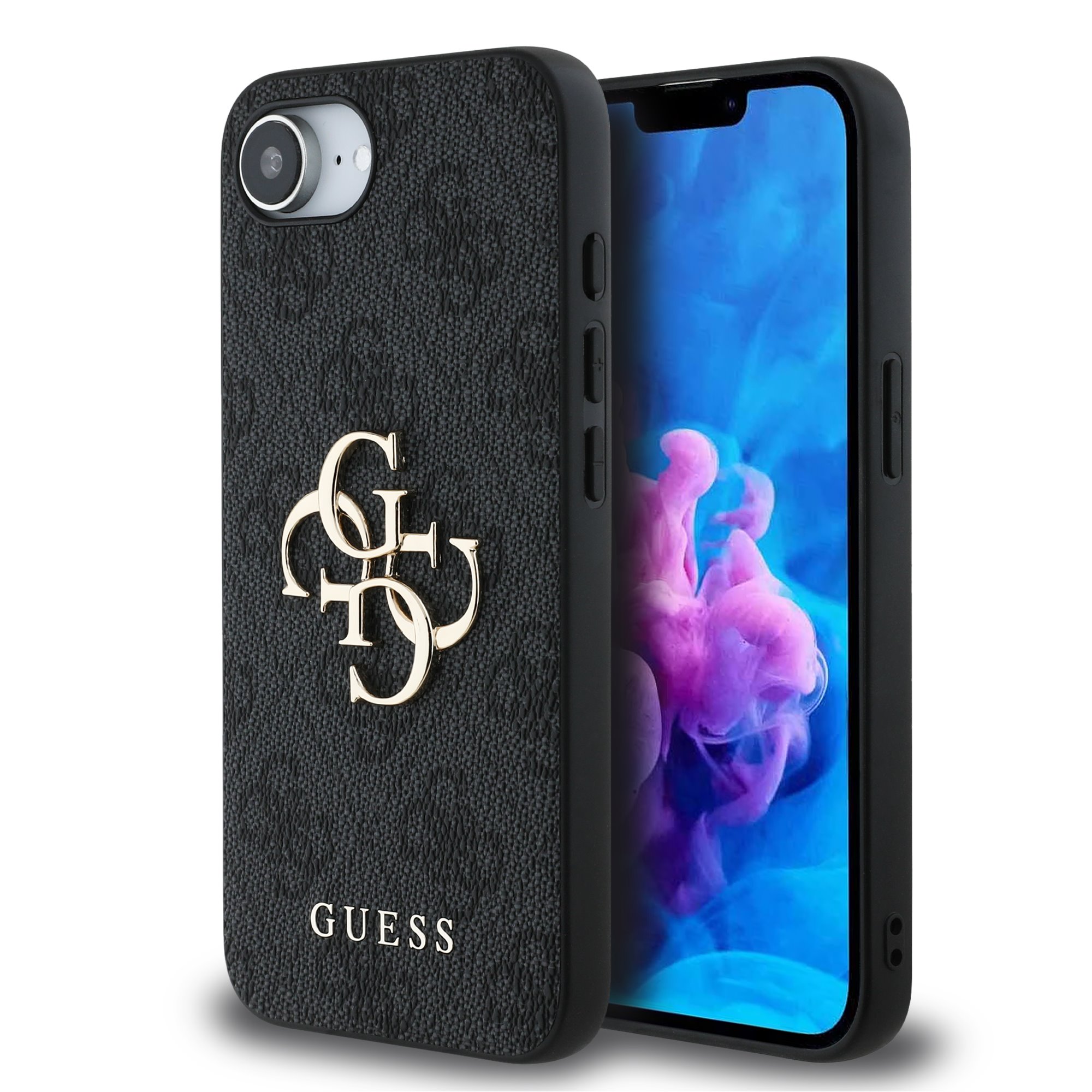GUESS Калъф Apple iPhone 16e, PU 4G Metal Logo, сив - GUHCPSE44GMGGR