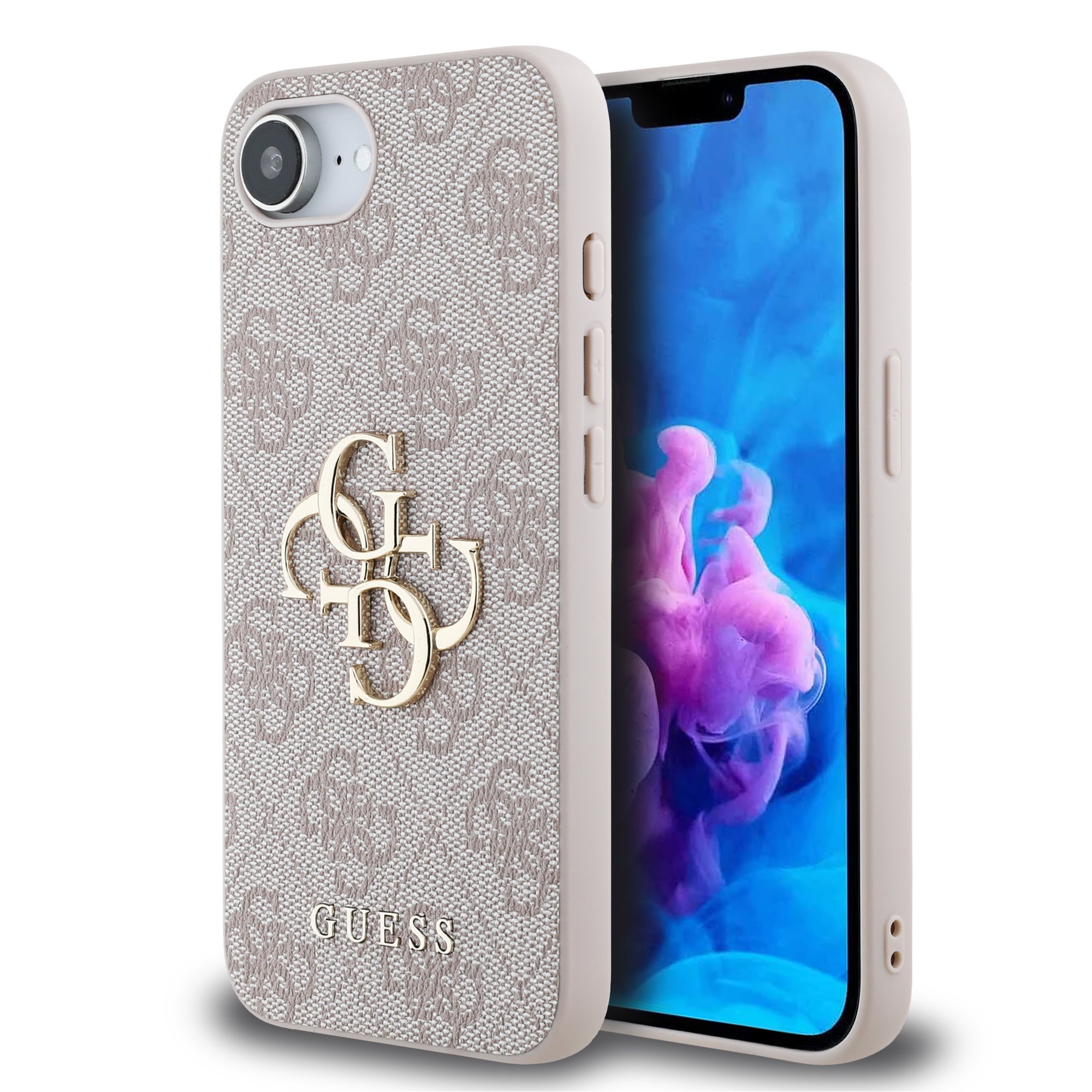 GUESS Калъф Apple iPhone 16e, PU 4G Metal Logo, розов - GUHCPSE44GMGPI