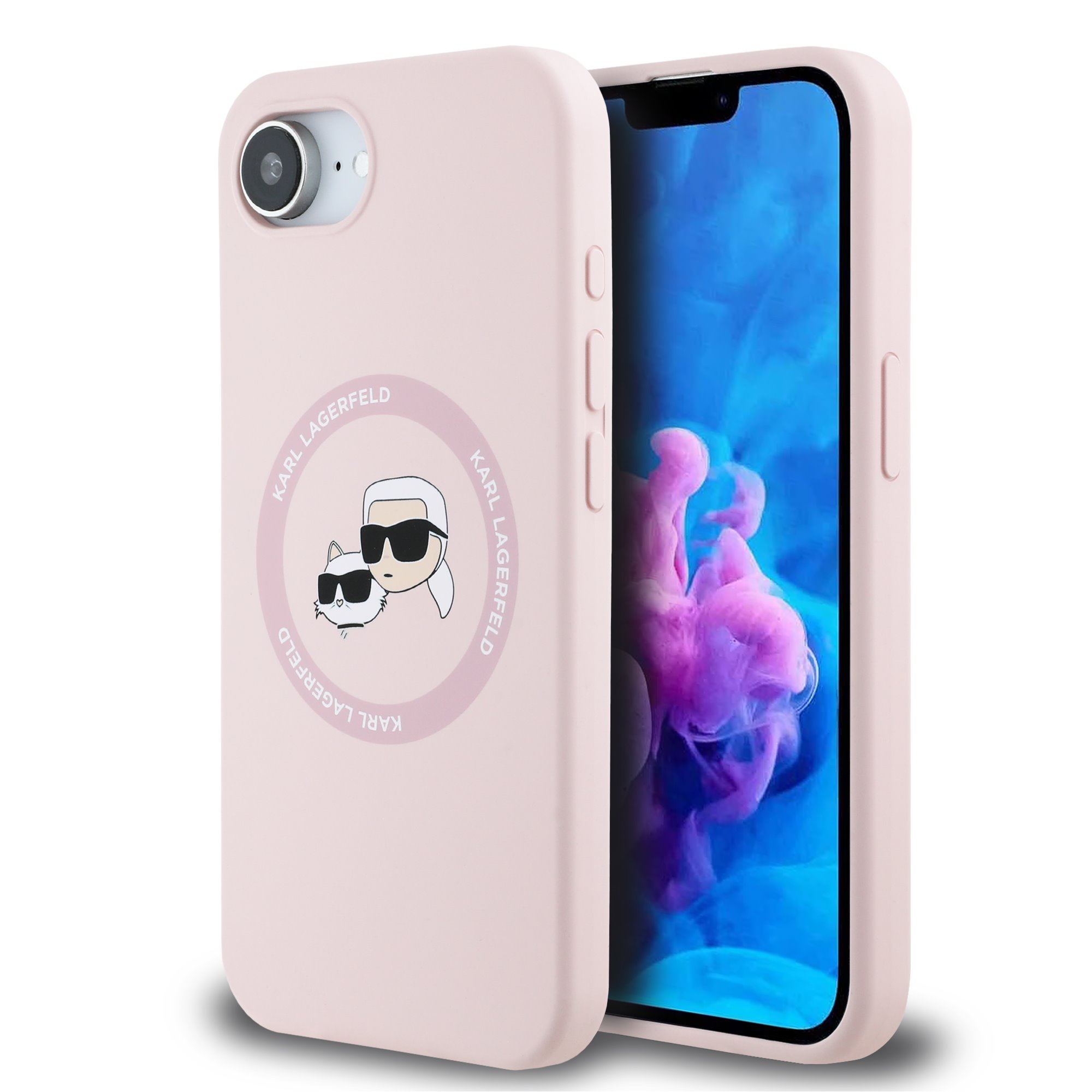 Калъф Karl Lagerfeld KLHMPSE4SKCHTCP Apple iPhone 16e Liquid Silicone K/CH Heads MagSafe Pink