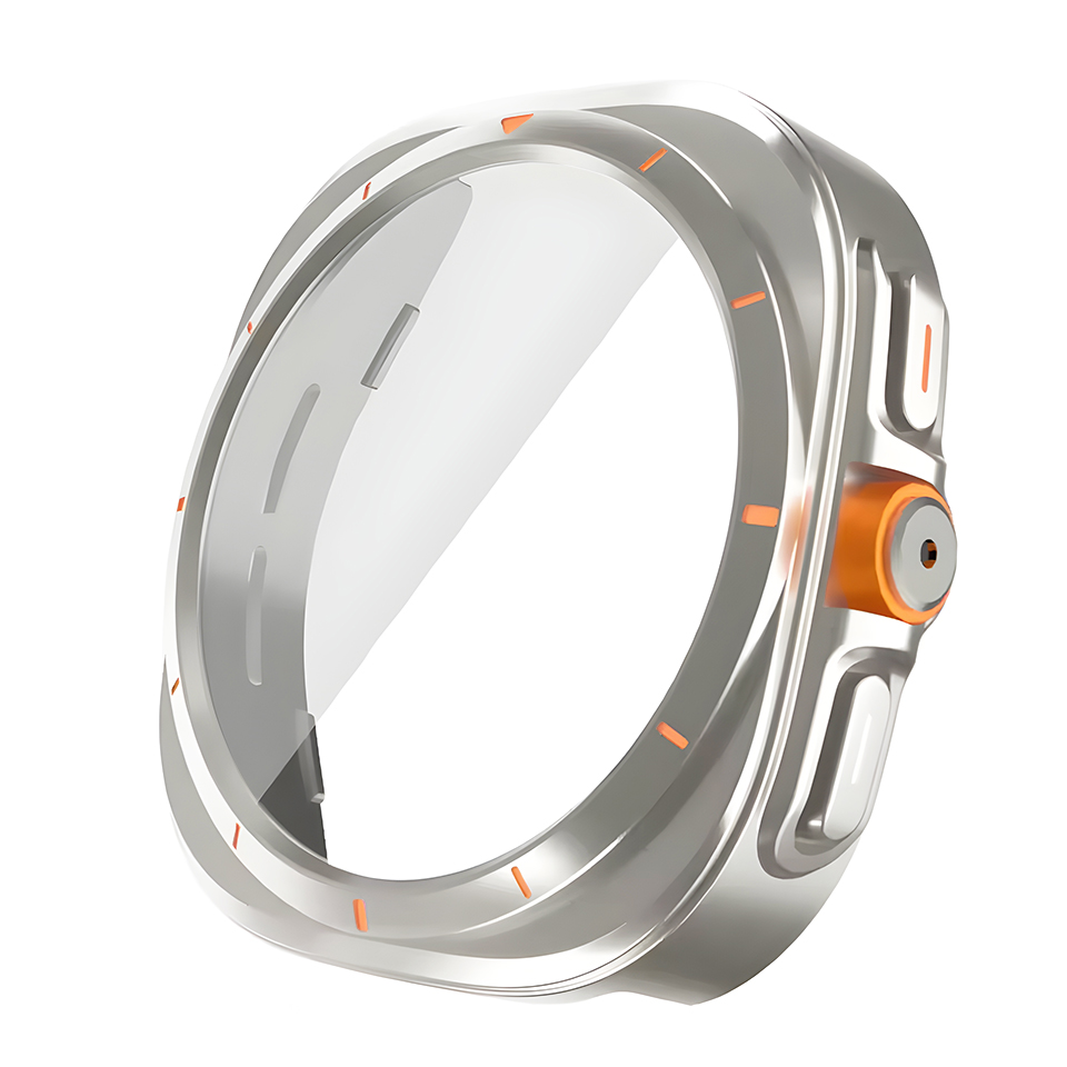 PC Plating Shell протектор + Tempered glass за Samsung Watch 7 40mm /бяло злато/
