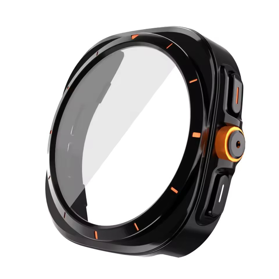 PC Plating Shell протектор + Tempered glass за Samsung Watch 7 40mm /черен/