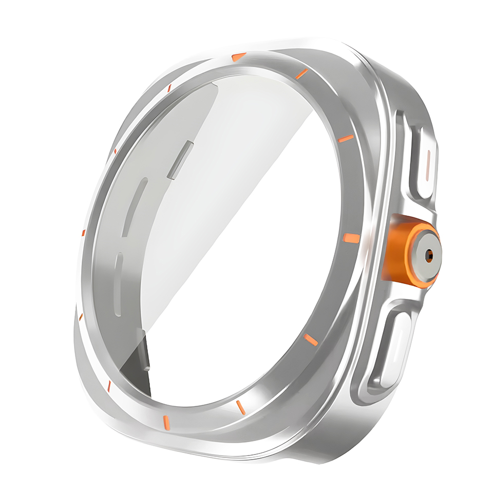 PC Plating Shell протектор + Tempered glass за Samsung Watch 7 40mm /сребърен/