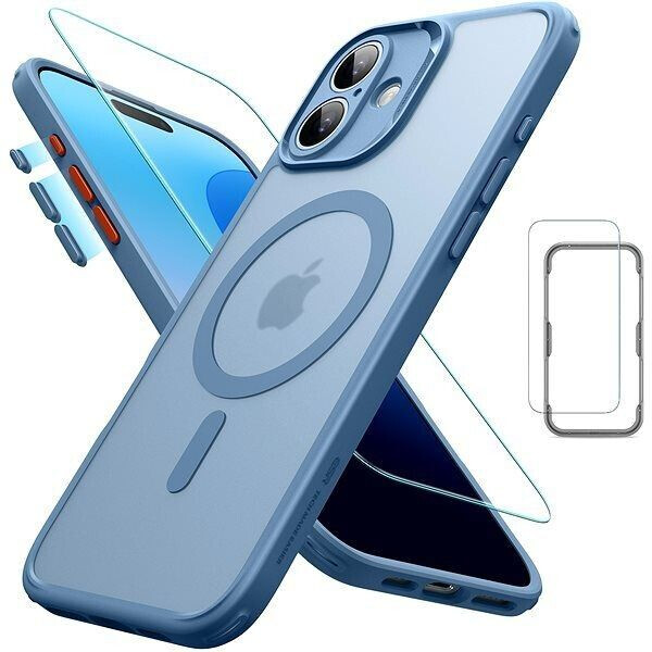 ESR Калъф Classic Pro + стъкло SET iPhone 16, MagSafe /матово син/ Amazon Pack