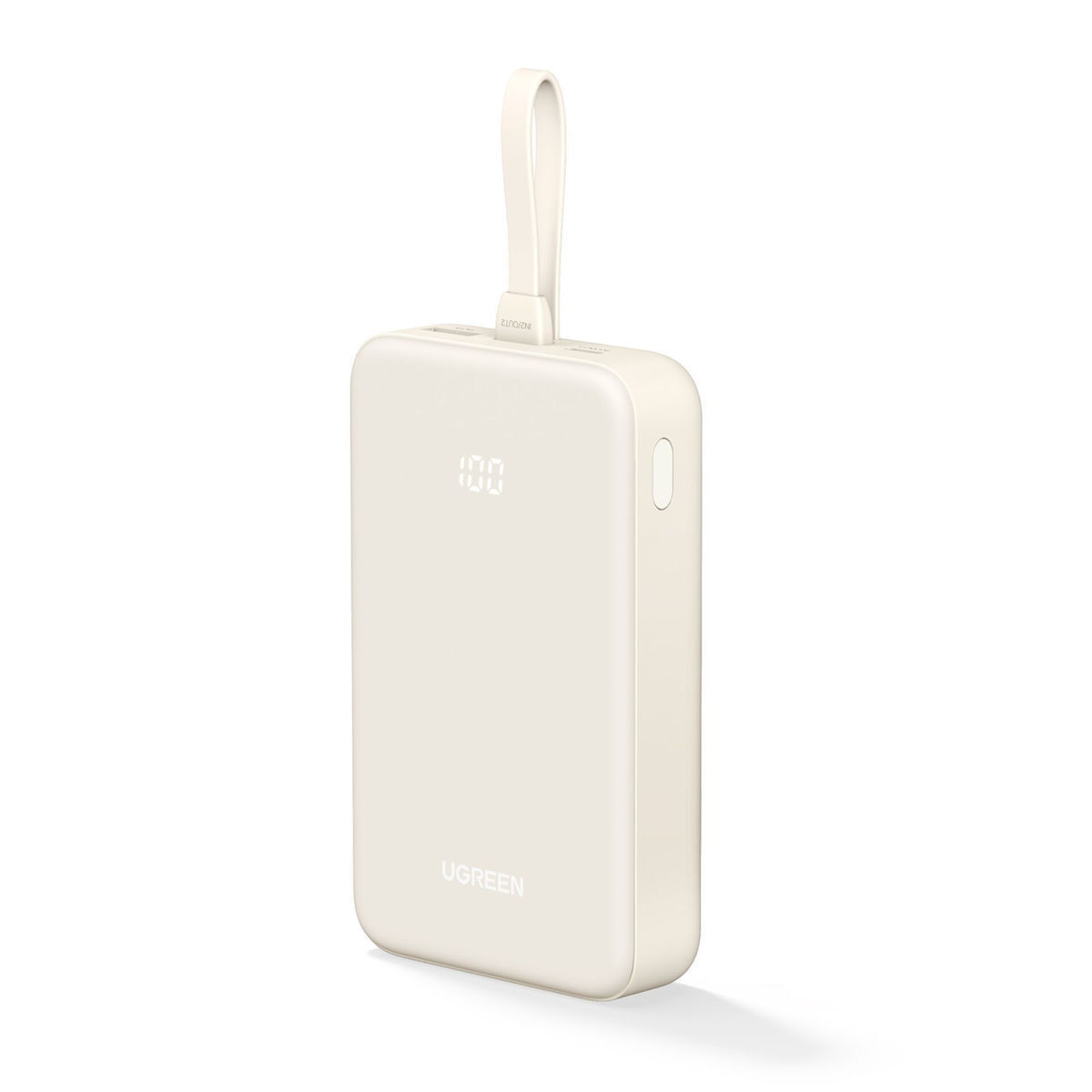 UGREEN Power Bank 20000 mAh 22.5W, вграден кабел Type-C, бял -  PB505/35340