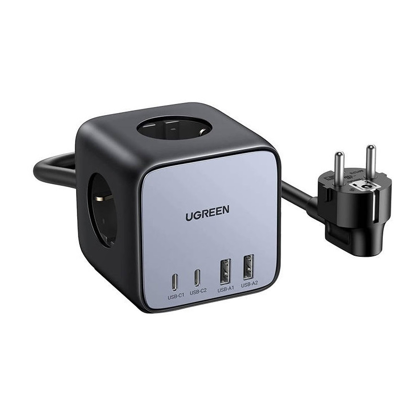 UGREEN 220V 65W, 2xUSB-A, 2xUSB-C, 2xAC DigiNest Cube GaN, графит - CD268/60113