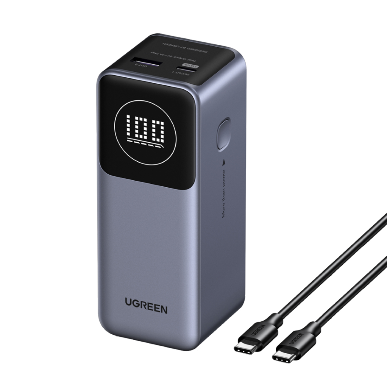 UGREEN Power Bank 12000 mAh 100W + кабел C-C, графит - PB724/35526B