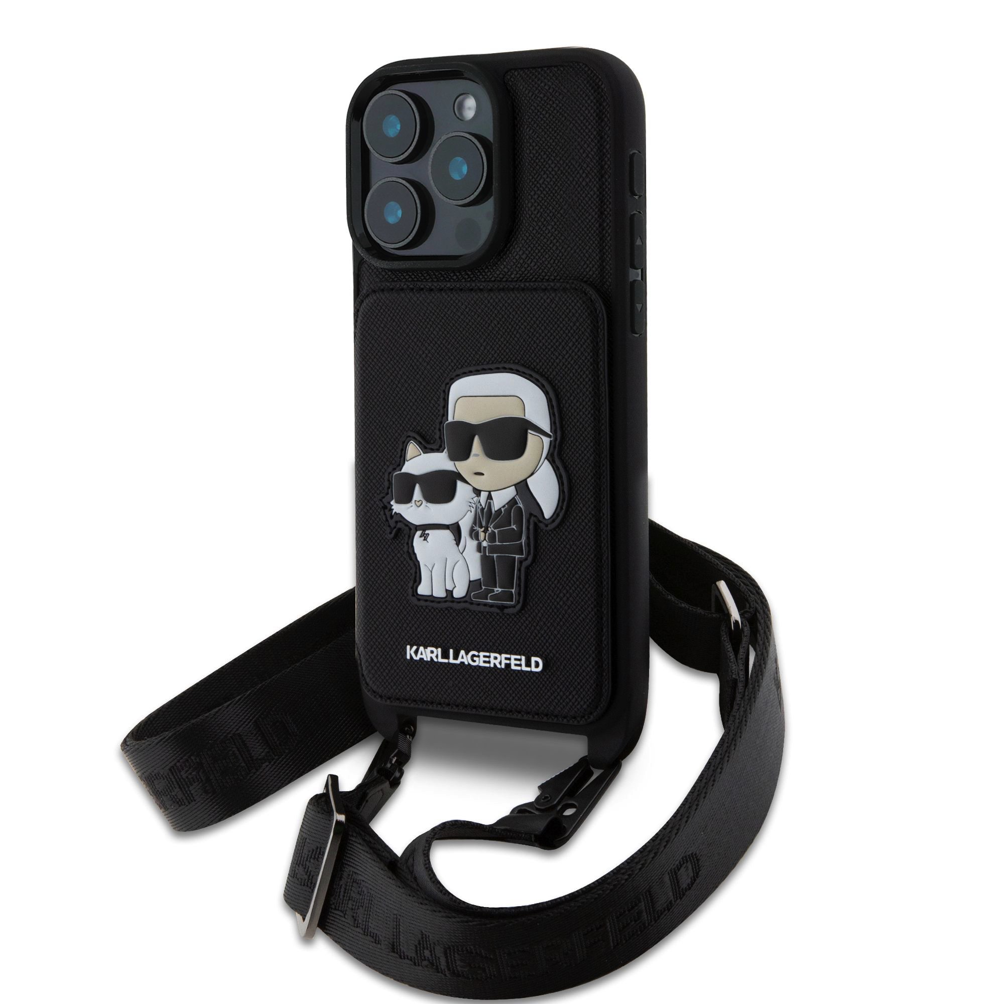 Karl Lagerfeld Калъф KLHCP16XCSAKCPMK Apple iPhone 16 Pro Max, Saffiano Crossbody Strap K/C