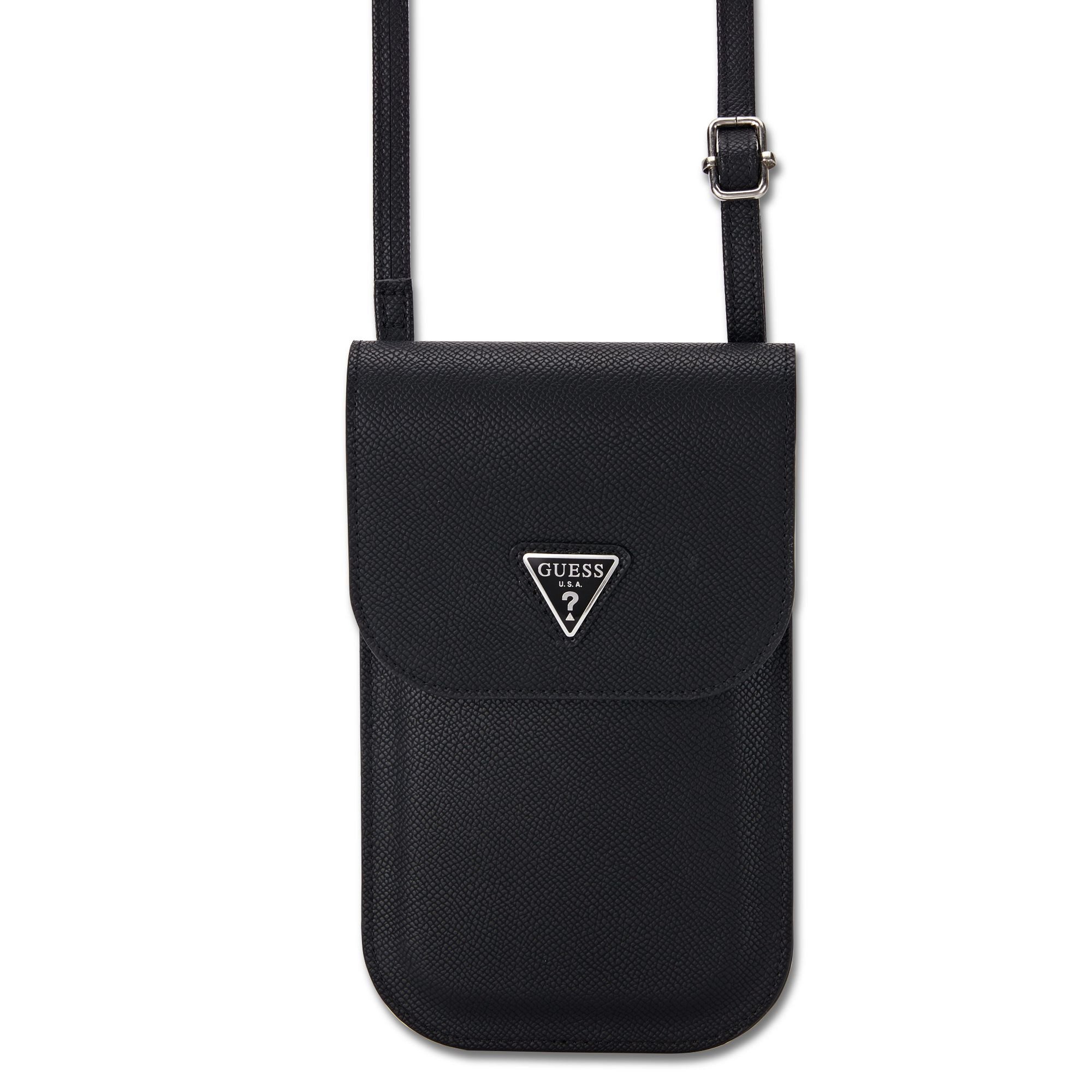 GUESS Калъф/Чанта, PU Grained Triangle Logo, черен - GUCWBPGTSPSK