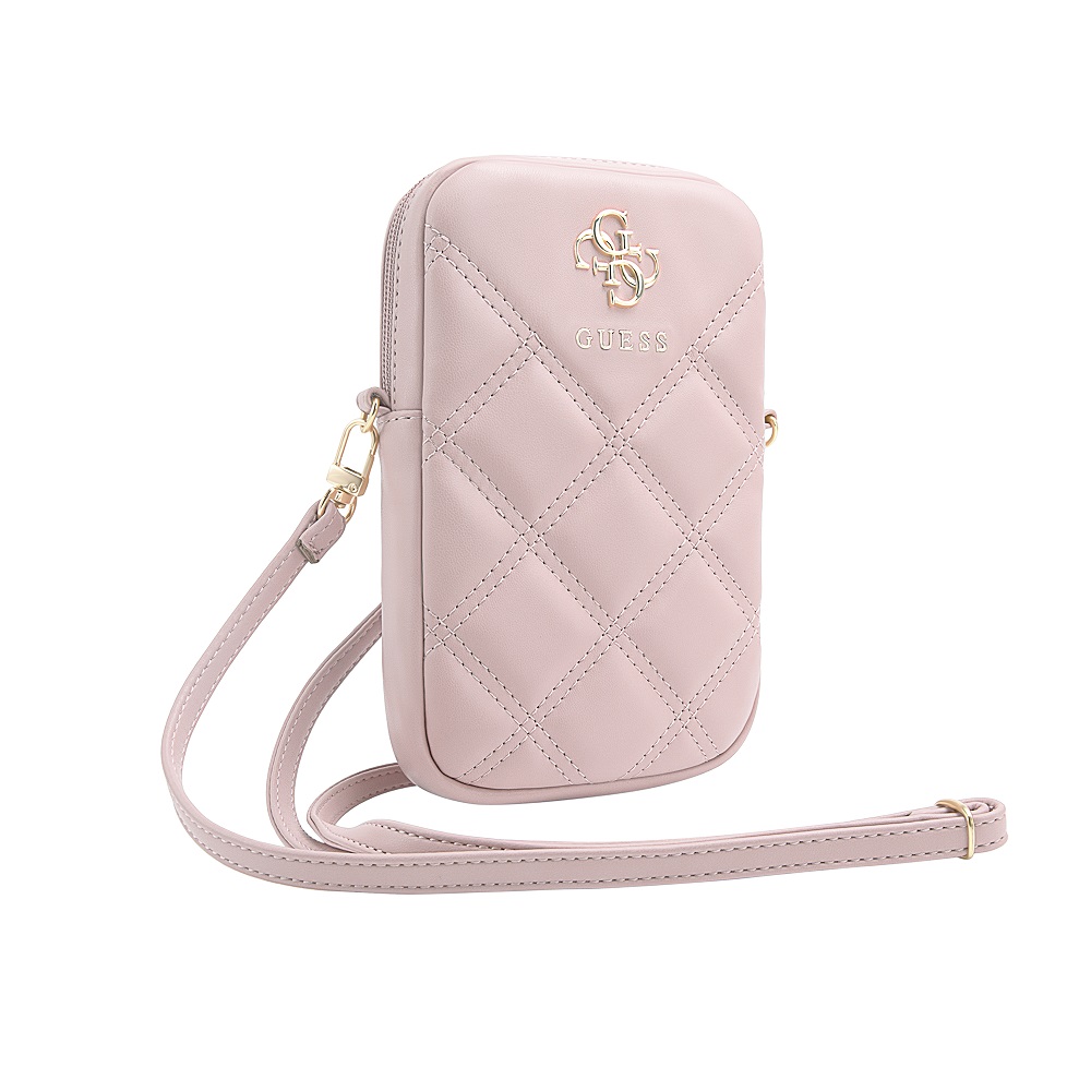 GUESS Калъф/Чанта, PU Quilted 4G Metal Logo Wallet Phone Bag Zipper, розов - GUWBZPSQSSGP