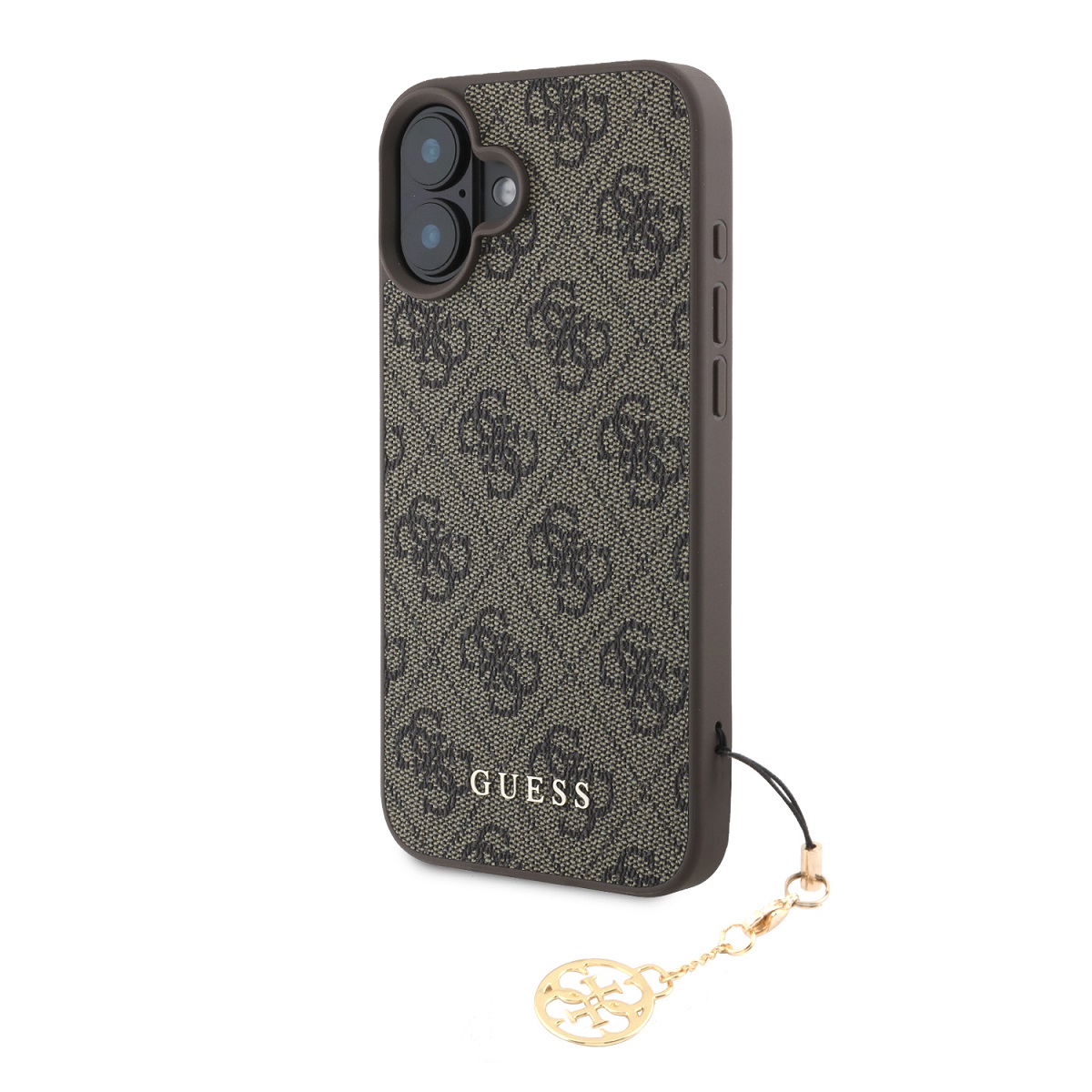 GUESS Калъф Apple iPhone 16, 4G Charm Tone on Tone, кафяв - GUHCP16SGF4GCW