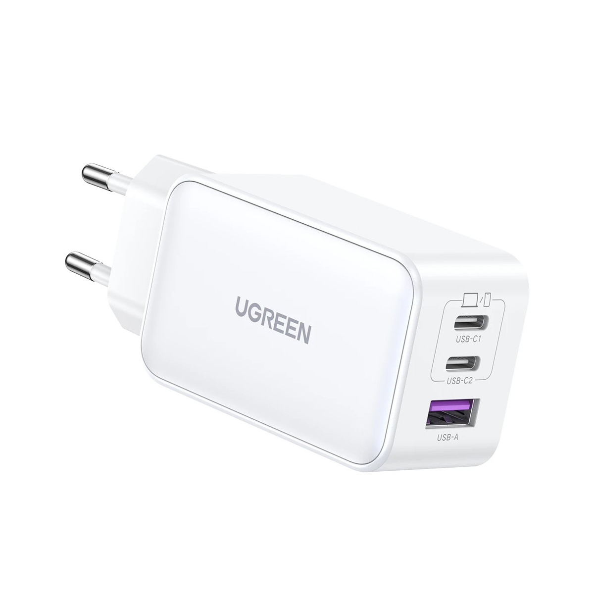 UGREEN 220V 65W, USB-A  + 2xUSB-C, GaN Nexode, бял - CD244 / 15334