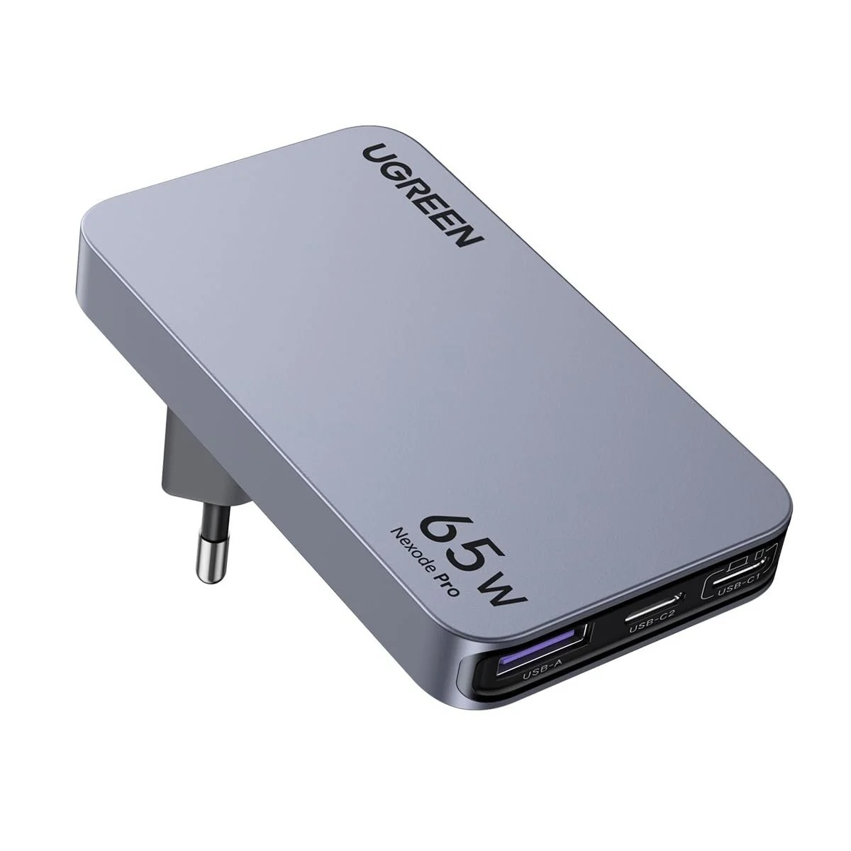 UGREEN 220V 65W, USB-A  + 2xUSB-C, Nexode Pro GaN Ultra-Slim Fast, графит - X753 / 25356