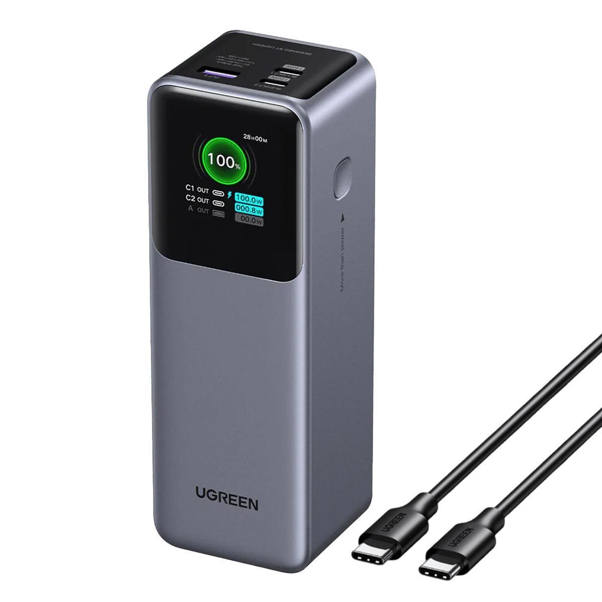 UGREEN Power Bank 25000 mAh 200W + кабел C-C, графит - PB722/35525B