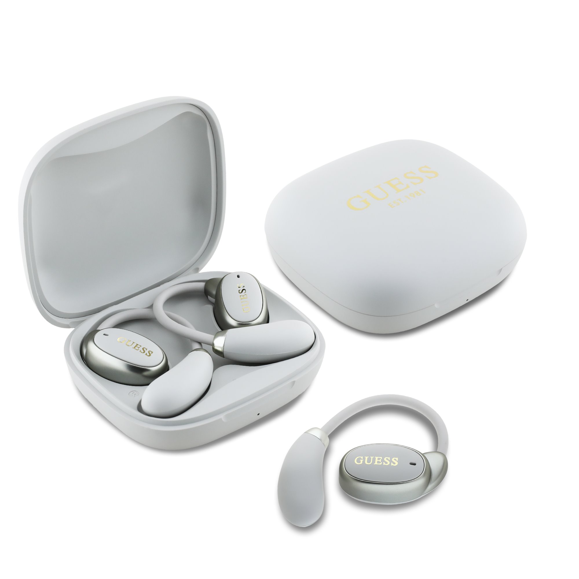 GUESS Bluetooth HF, Satin Classic Logo OWS, beige - GUTWSV18HOGEE