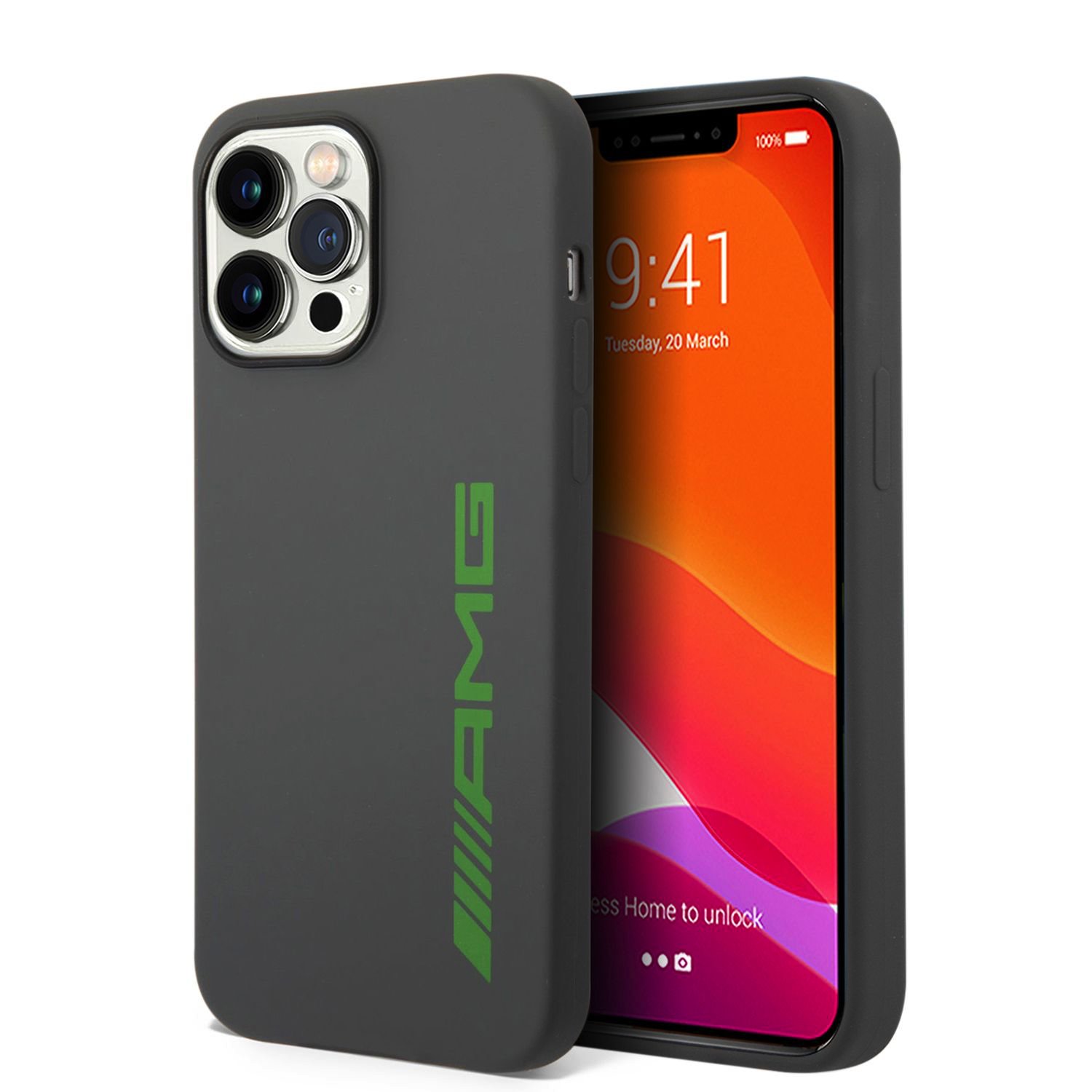 AMG Калъф Apple iPhone 14 Pro, Liquid Silicone Green Logo, сив - AMHCP14LSGLGGN