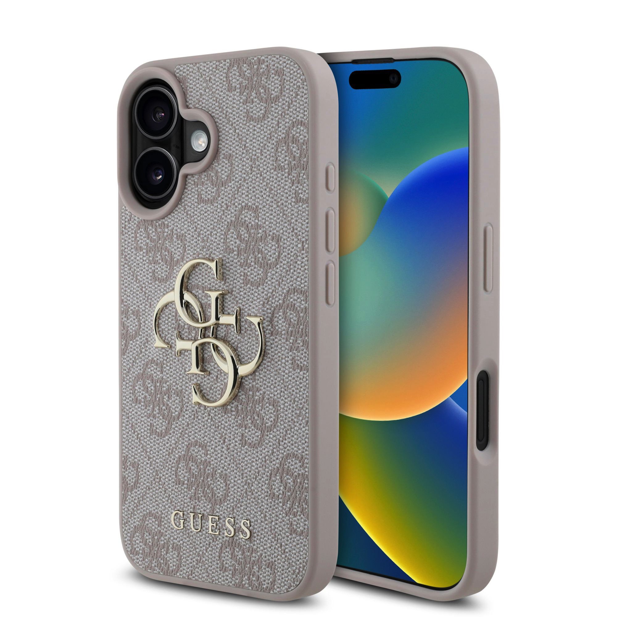GUESS Калъф Apple iPhone 16 Plus, PU 4G Metal Logo, розов - GUHCP16M4GMGPI