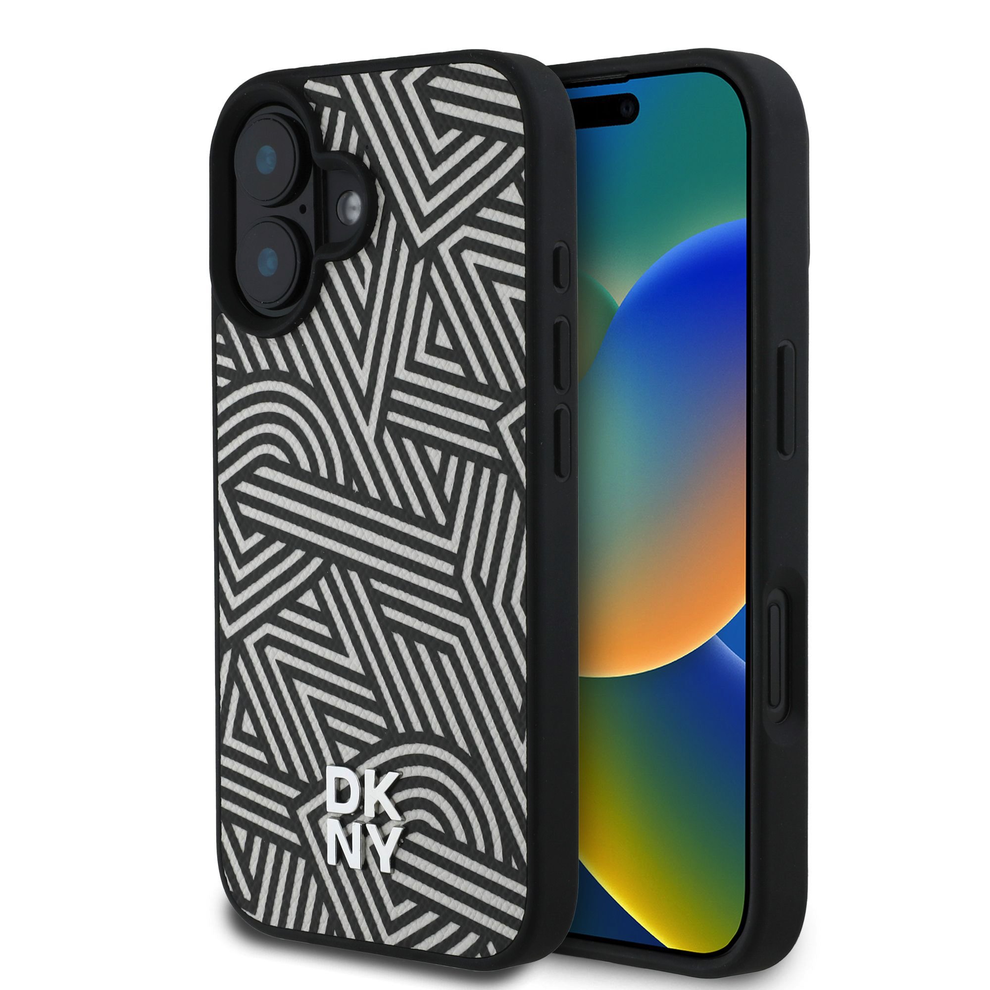 DKNY Калъф Apple iPhone 16, PU Leather Crosswalk Pattern Magsafe, слонова кост - DKHMP16SPGCWPKE