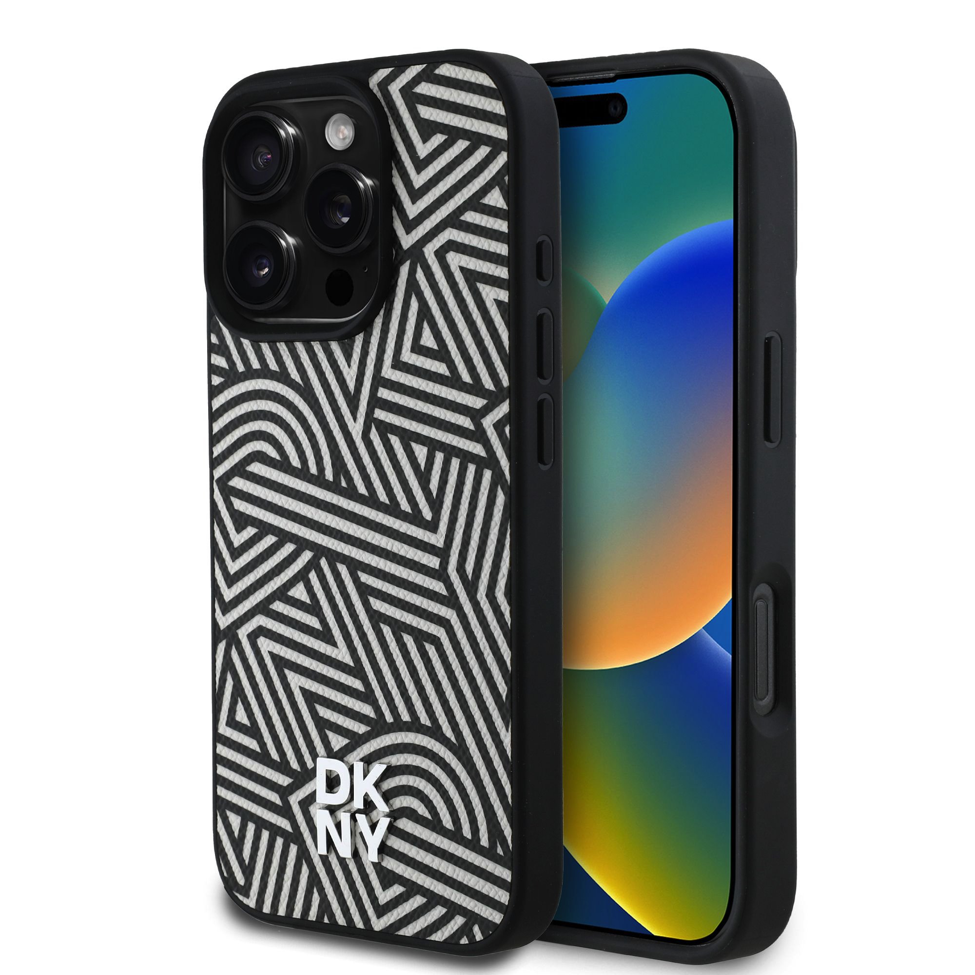 DKNY Калъф Apple iPhone 16 Pro Max, PU Leather Crosswalk Pattern Magsafe, слонова кост - DKHMP16LPGCWPKE