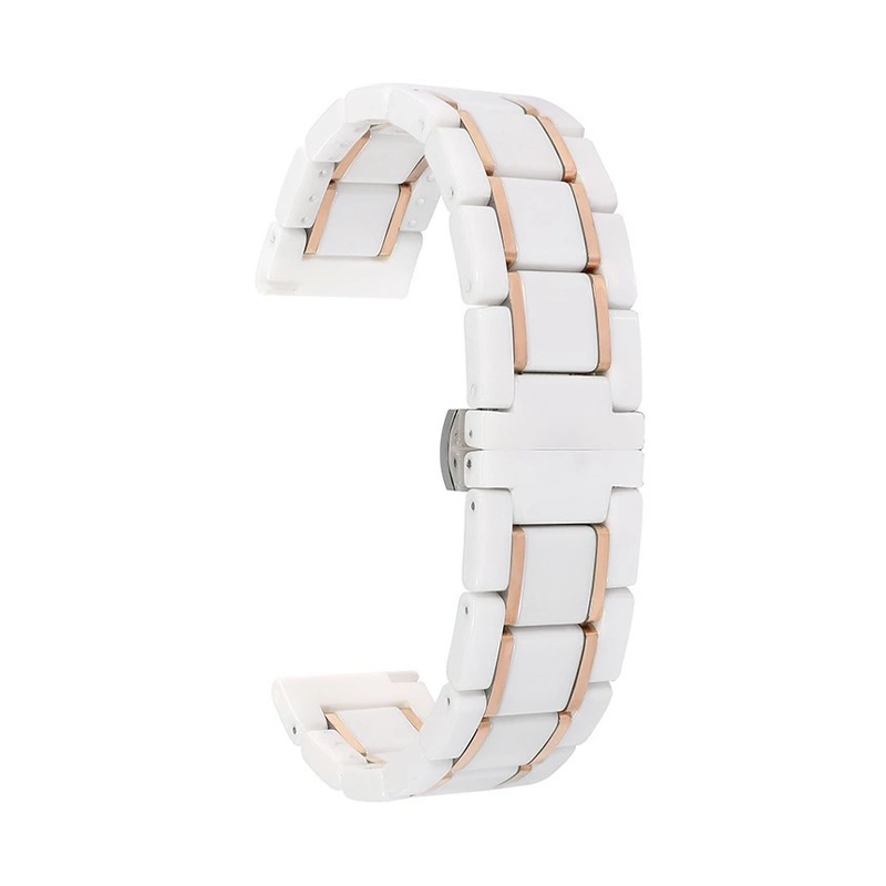 Керамична каишка Ceramic Strap Luxury за Smart Watch, 20мм /бяло със златно/