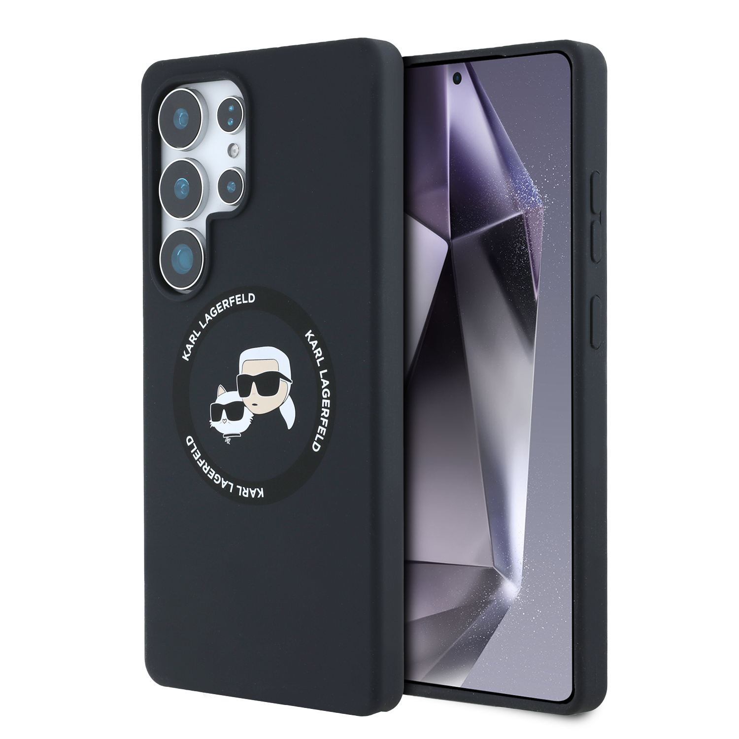 Karl Lagerfeld Калъф Samsung S25 Ultra, Liquid Silicone K&CH Heads MagSafe /черен/ - KLHMS25LSKCHTCK