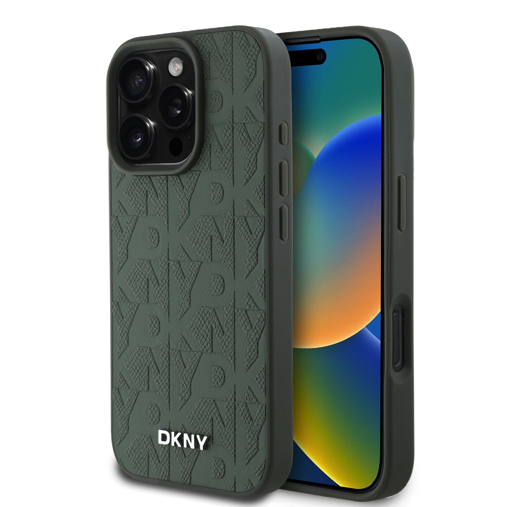 DKNY Калъф Apple iPhone 16 Pro Max,  PU Leather Grid Pattern MagSafe,зелен  - DKHMP16XPSGPHMN