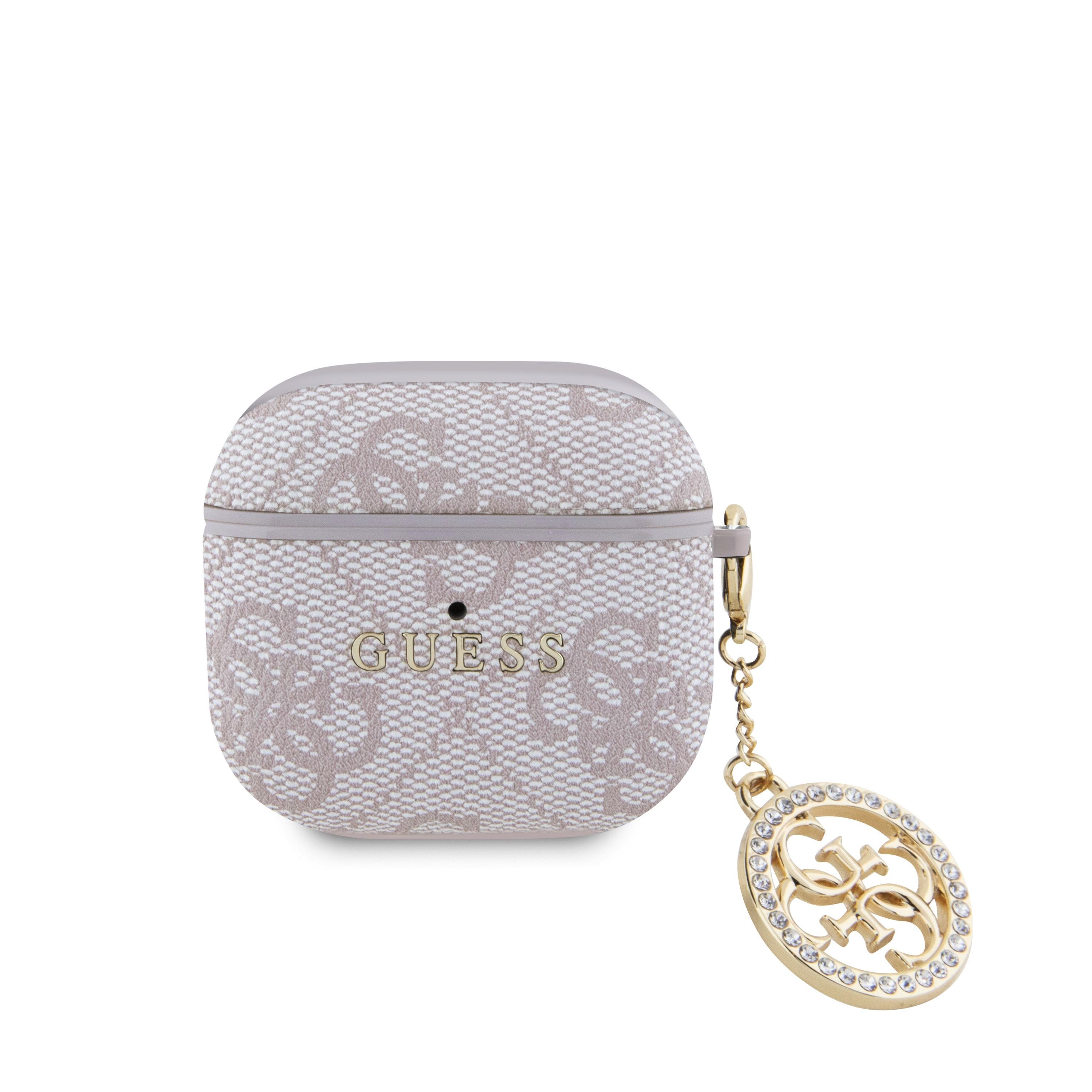GUESS Калъф Airpods 4, 4G Script PC/PU Charm, розов - GUA4P4E4CDP