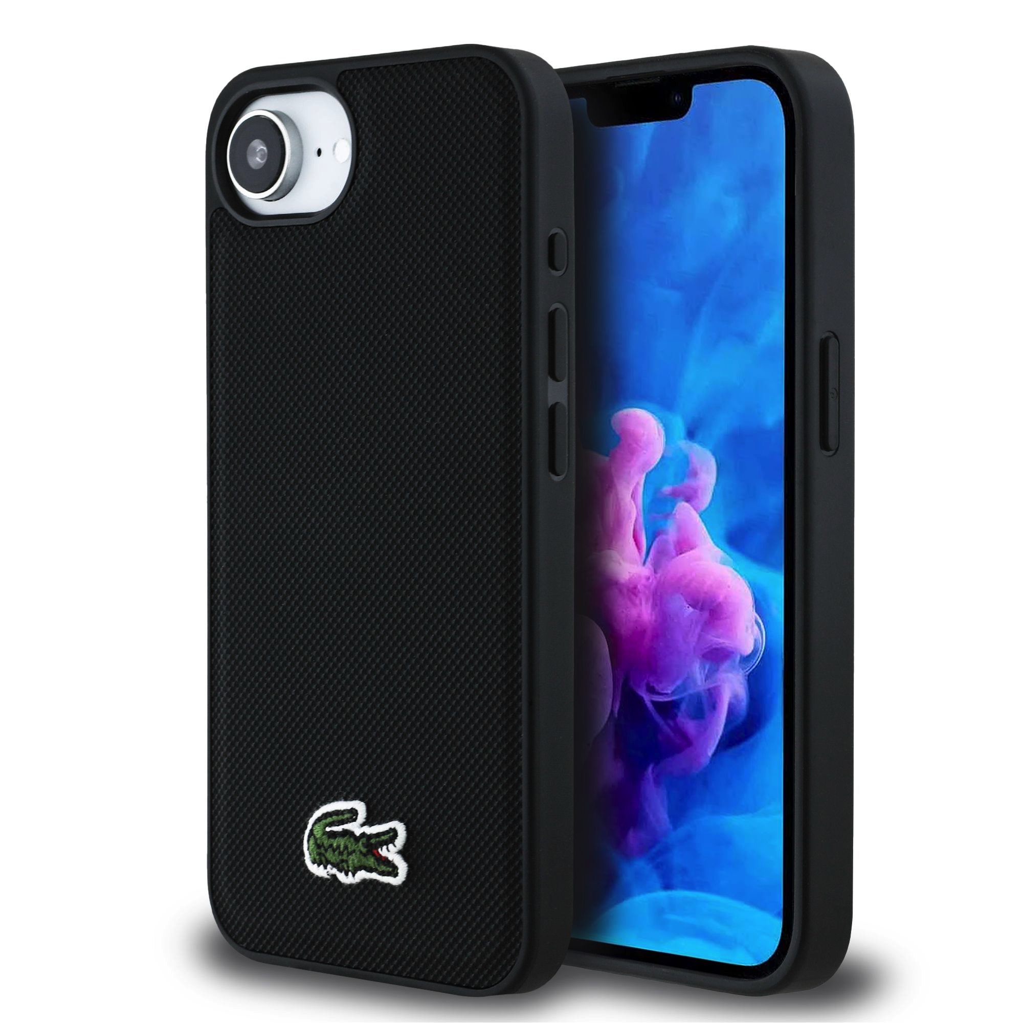 LACOSTE Комплект Калъф Apple iPhone 16e, Iconic Petit Pique Woven Logo MagSafe Black - LCHMPSE4PVCK