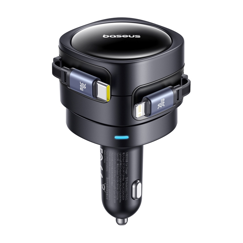 BASEUS 12V 60W, cable Type-C + Lightning, Enjoyment Max, black - C00035507121-00