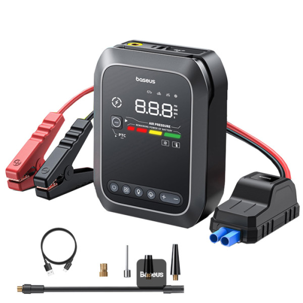 BASEUS Power Bank/Car Jump Starter Energy 4in1 3000 mAh, 1200A + Компресор + фенер /черен/ - C00245903111-00