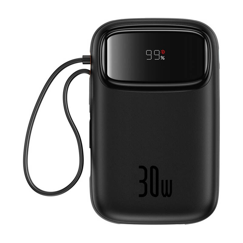 BASEUS Power Bank 10000 mAh, 30W + вградени кабели 2C, Qpow 2  /черен/ - P10055008113-00