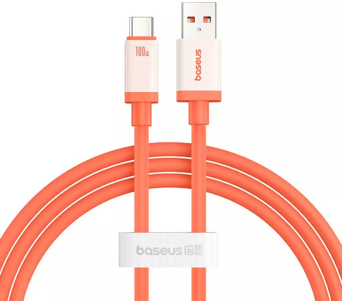 BASEUS Кабел USB-А - Type-C, 2м, 100W, Zero Degree S  /корал/ - P10368801731-01