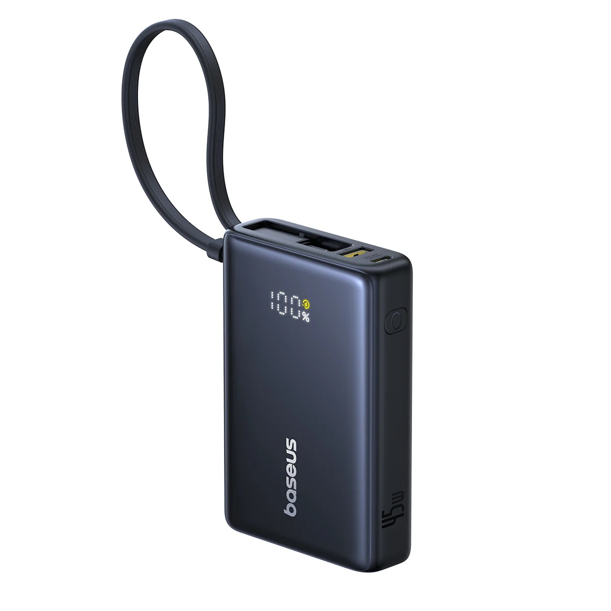 BASEUS Power Bank 10000 mAh, 45W + вграден кабел C, PicoGo /черен/ - P10076803123-00