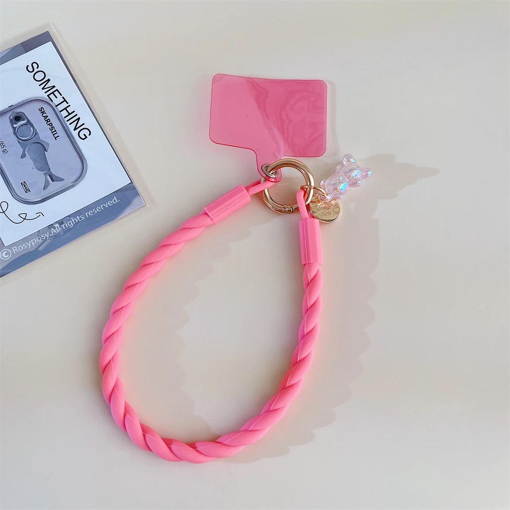 Accessory/ Wristband/ Keychain Silicone Bear charm /baby pink/