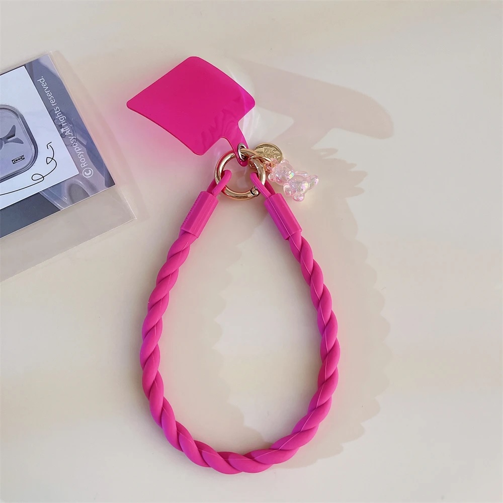 Accessory/ Wristband/ Keychain Silicone Bear charm /magenta/
