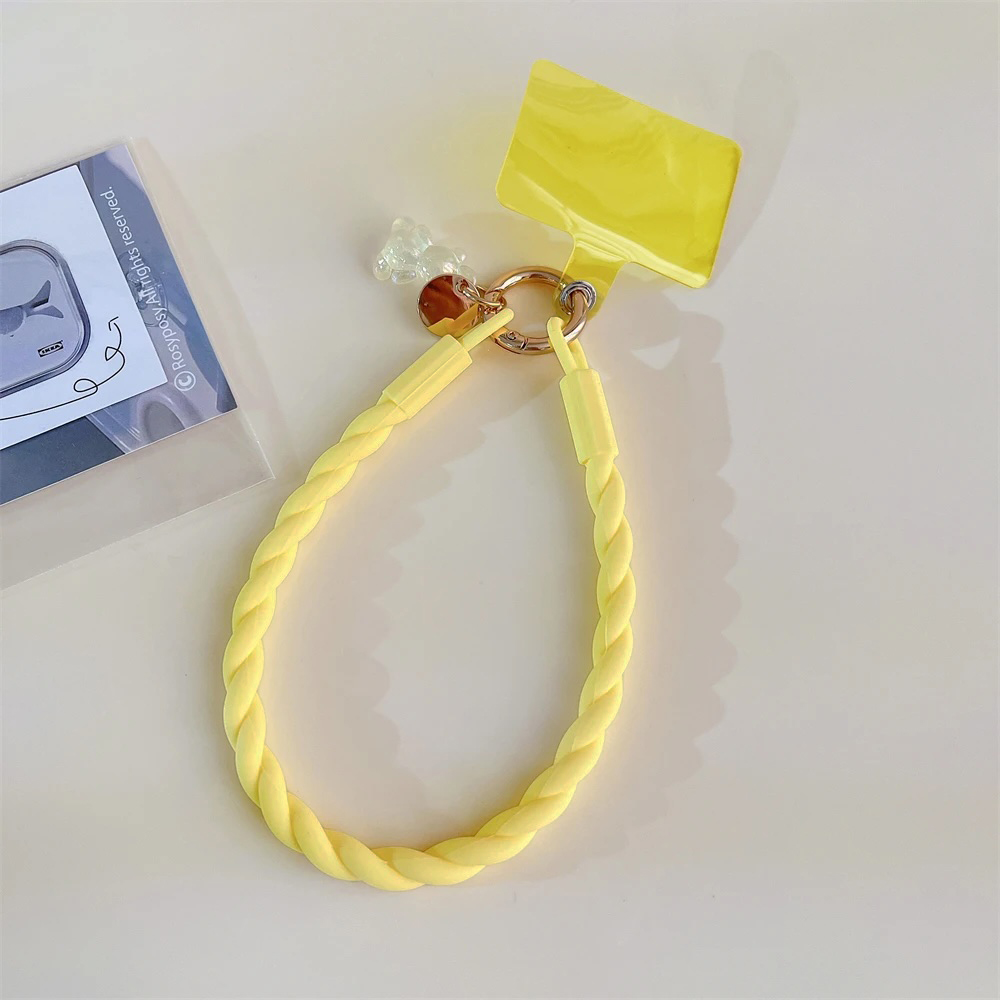 Аксесоар/ Верижка за китка/ Ключодържател Silicone Bear charm /жълт/