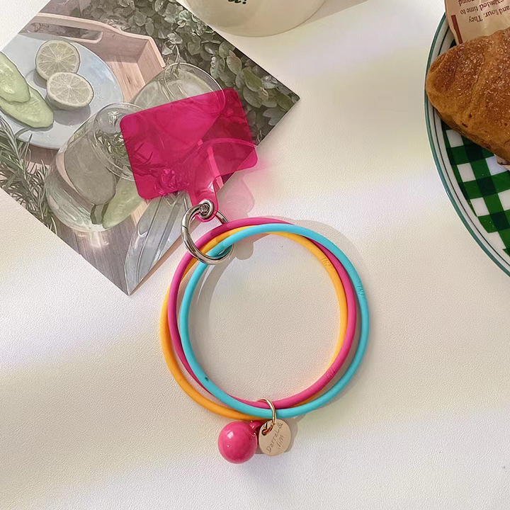 Accessory/ Wristband/ Keychain Silicone Bear charm /yellow + mint/