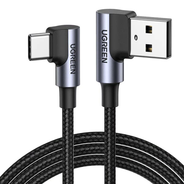UGREEN Кабел A - C, 0.5м, 3A Angled /сив/ - US176 / 20855