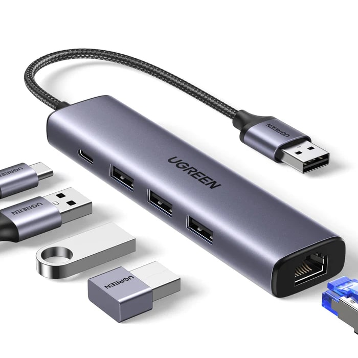 UGREEN Хъб 5-в-1 (USB-A) /сив/ - CM475 / 60554		