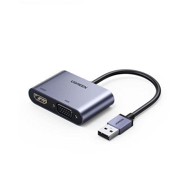 UGREEN Преходник Адаптер 2-в-1 USB-A към HDMI, VGA Converter /сив/ - CM449 / 20518	