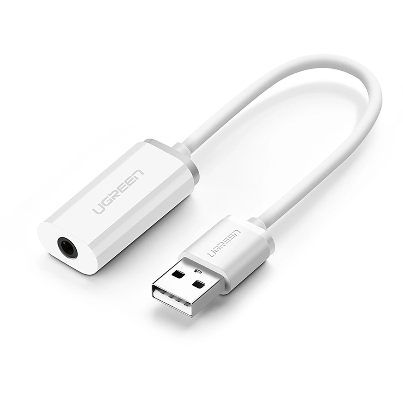 UGREEN Преходник Адаптер USB-A към AUX /f/ 3.5mm, External Sound /бял/ - US206 / 30712	