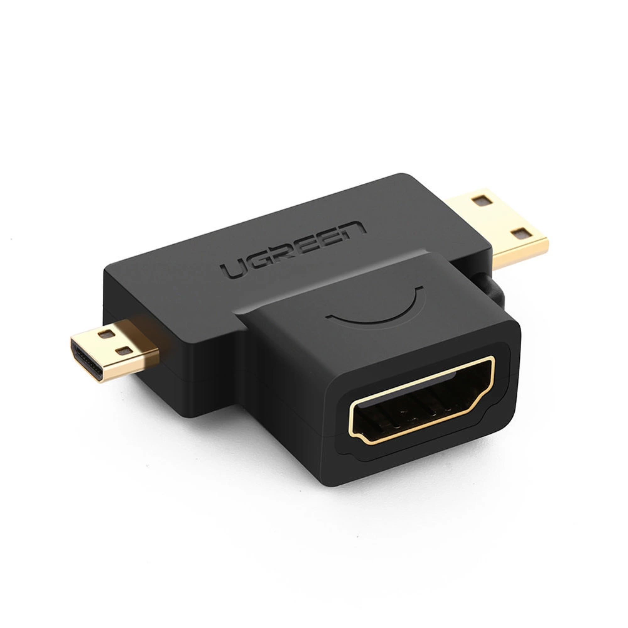 UGREEN Преходник Адаптер 2-в-1 от Mini HDMI+Micro HDMI /м/ към HDMI /ж/ /черен/ - HD129 / 20144