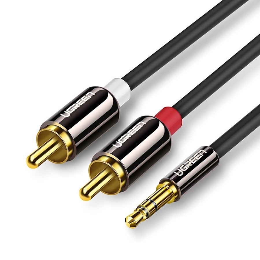 UGREEN Аудио кабел 2-в-1 от 2x RCA jack /м/ към 1x AUX/м/ 3.5mm, 1.5m /черен/ - AV116 / 10583
