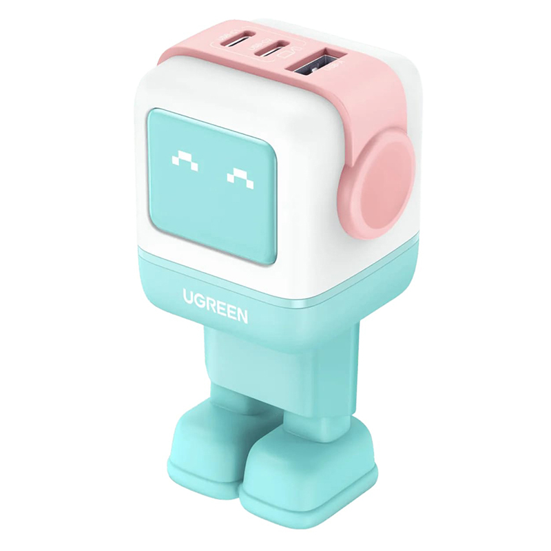 UGREEN 220V 65W, 1A + 2C, Nexode UNO Robot GaN /син+розово/ - CD361 / 35855