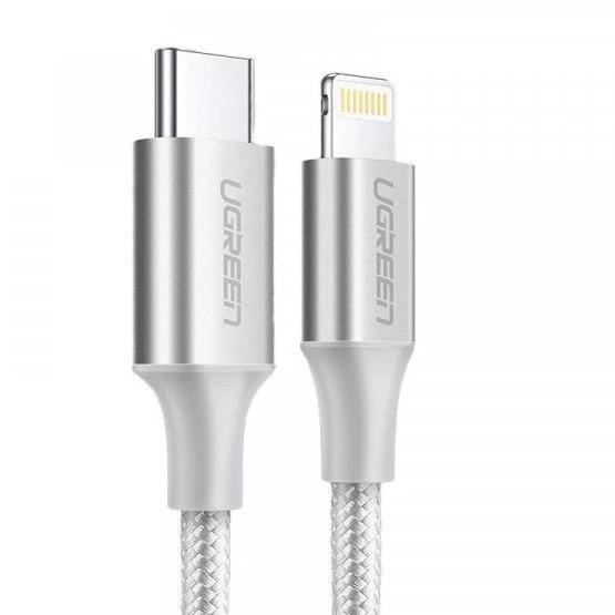 UGREEN Кабел C-L, 2m, 3A, Nylon braided /бял/ - US304 / 70525